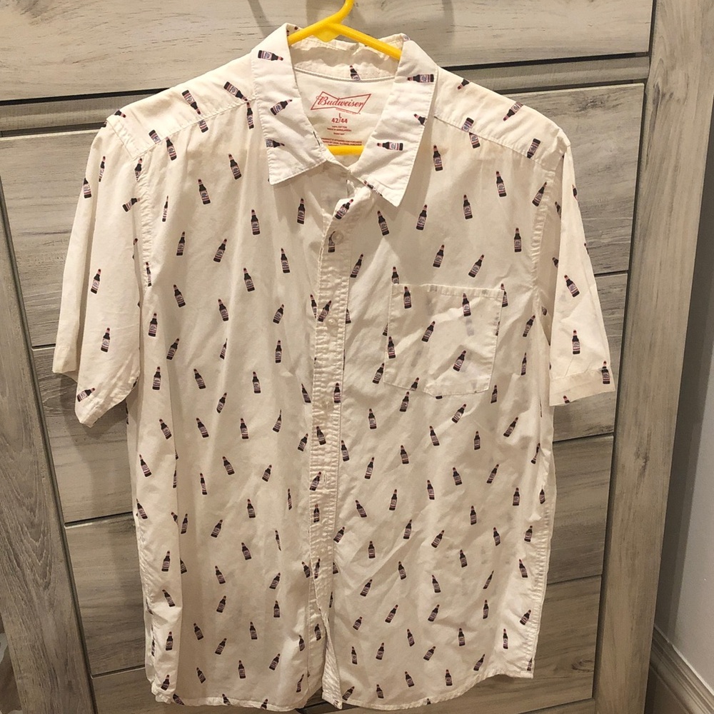 Budweiser Beige Short Sleeve Men's Shirt